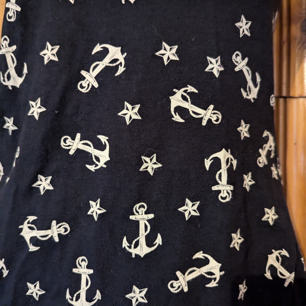 Lucky Thirteen Black Anchor Print Women's Tank Top - Picture 3 of 4